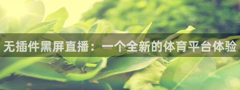 无插件黑屏直播：一个全新的体育平台体验
